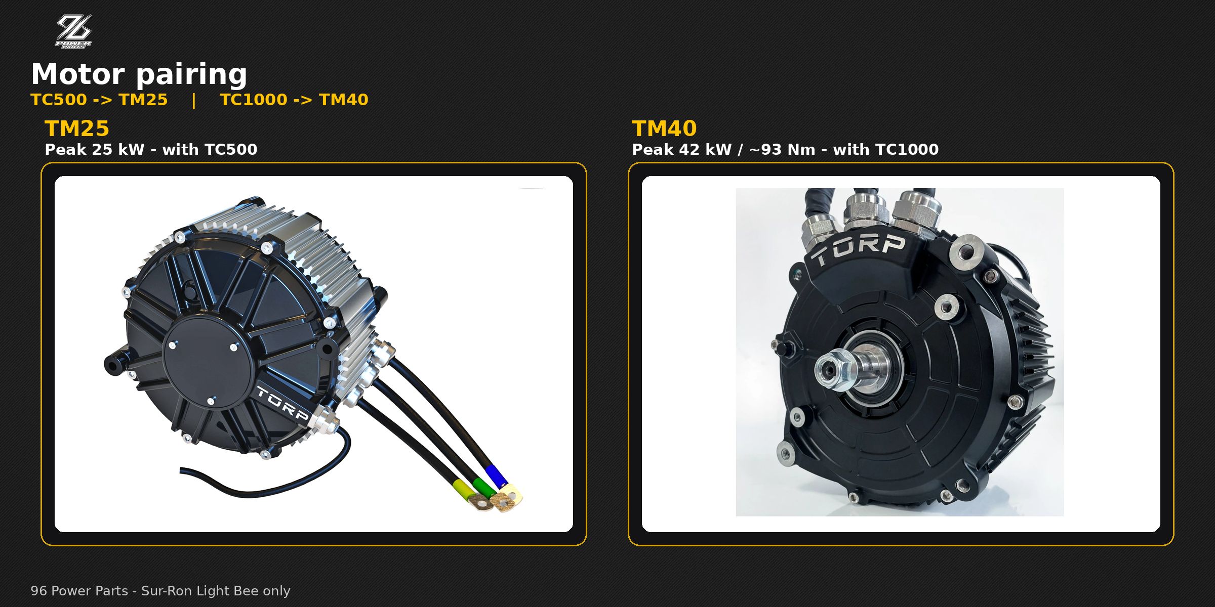 Párování motorů TM25 a TM40