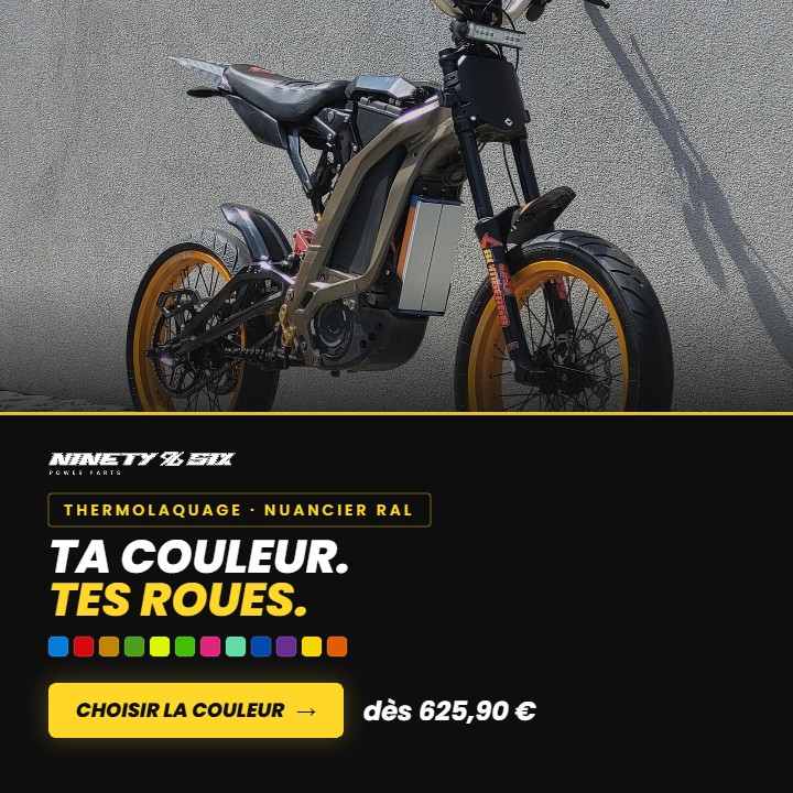 Thermolaquage jantes Sur-Ron et Talaria, toute couleur RAL, 96 Power Parts