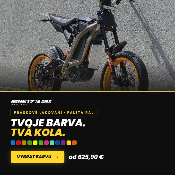 Práškové lakování ráfků Sur-Ron a Talaria, libovolná barva RAL, 96 Power Parts