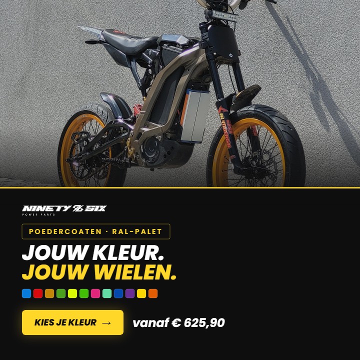 Poedercoating velgen Sur-Ron en Talaria, elke RAL-kleur, 96 Power Parts