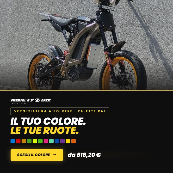 Verniciatura a polvere cerchi Sur-Ron e Talaria, qualsiasi colore RAL, 96 Power Parts