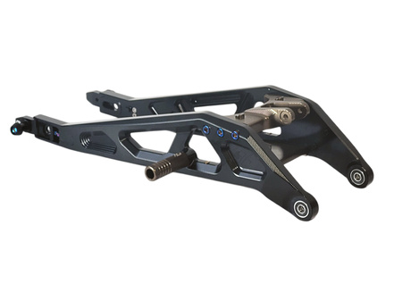 Reinforced extended 96 Power Parts Swingarm for Sur-Ron LBX/L1e, Black/Brown