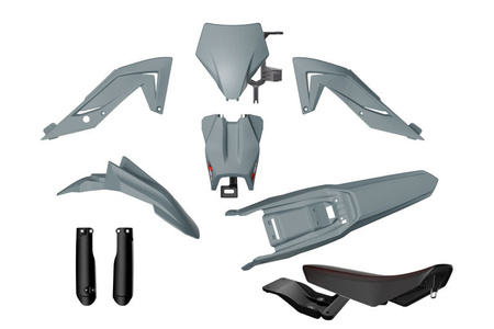 Kit Plastique Complet (7 pcs) avec Selle Allongée – Talaria Sting MX4 / MX5, couleur grise