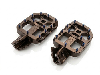 96 Power Parts wide footpegs, CNC aluminium, 68 × 90 mm, brown — Talaria MX5 / E-Ride Pro