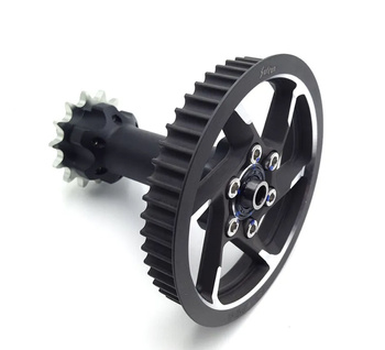 Complete aandrijfas met 14T tandwiel en poelie v2, Sur-Ron Light Bee