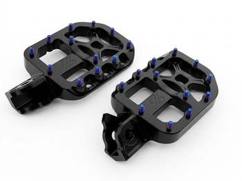 96 Power Parts wide footpegs, CNC aluminium, 68 × 90 mm, black — Talaria MX5 / E-Ride Pro