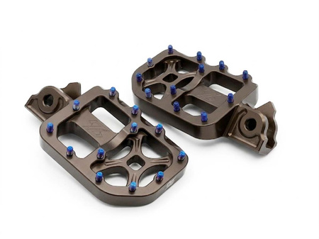 96 Power Parts wide footpegs, CNC aluminium, 68 × 90 mm, brown — Talaria MX5 / E-Ride Pro