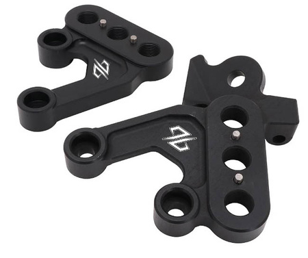 Reinforced footrest mount 96, set with spacer, CNC, black. Sur-Ron Light Bee//Segway X260