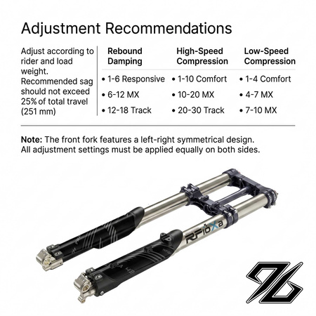 RFLOXA Ultra43 USD front fork, 251 mm travel, 27 lbs spring – Sur-Ron Ultra Bee