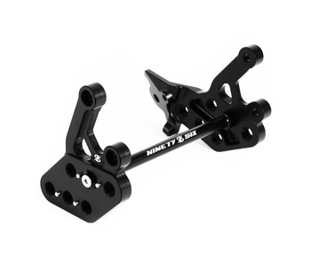 Versterkte voetsteunhouder, 6 posities, set met spacer, CNC, zwart. Sur-Ron Light Bee//Segway X260
