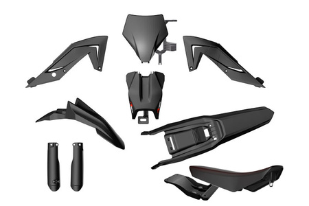 Kit Plastique Complet (7 pcs) avec Selle Allongée – Talaria Sting MX4 / MX5, couleur noire